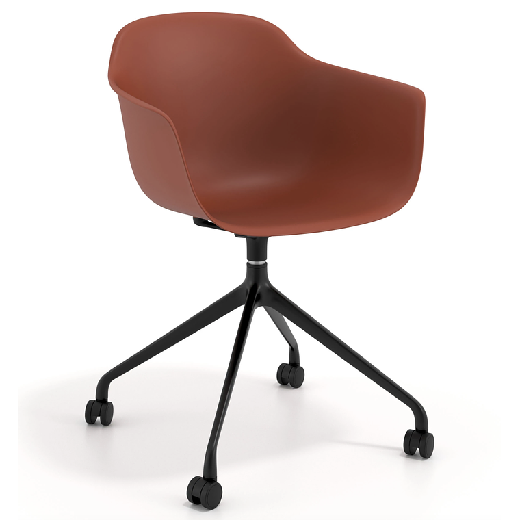 Silla Giratoria Alice, con ruedas - Negro - Naranja 1