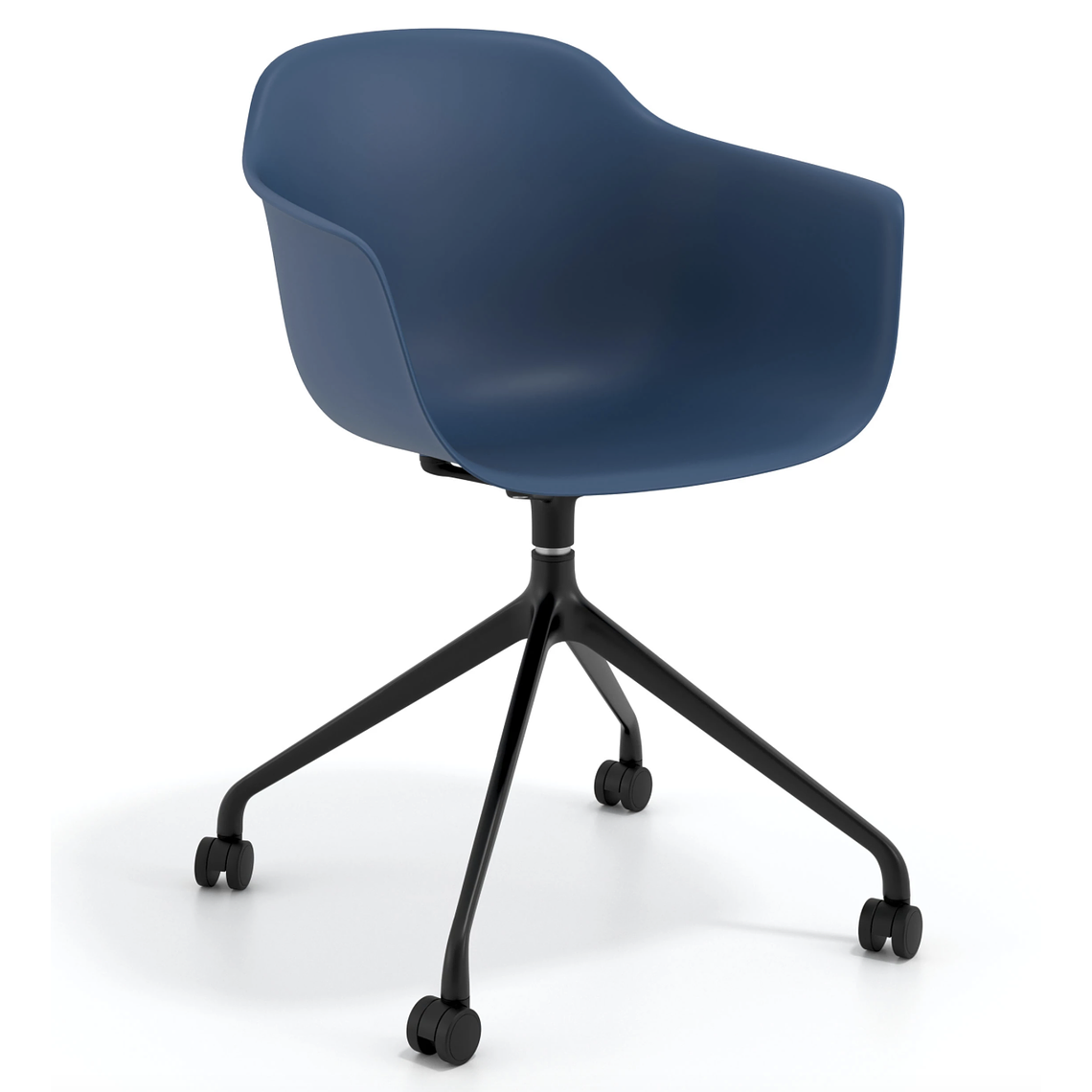 Silla Giratoria Alice, con ruedas - Negro - Azul 1