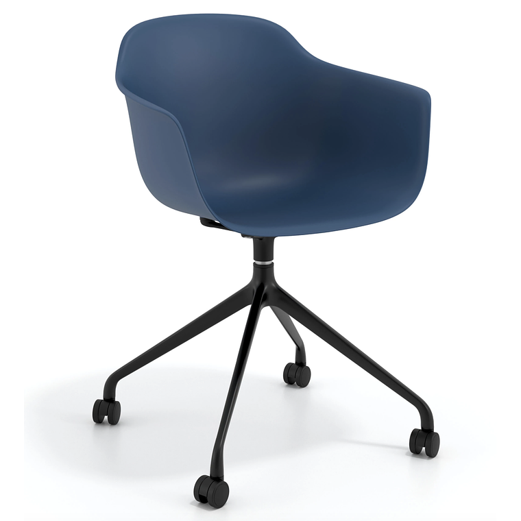 Silla Giratoria Alice, con ruedas - Negro - Azul 1