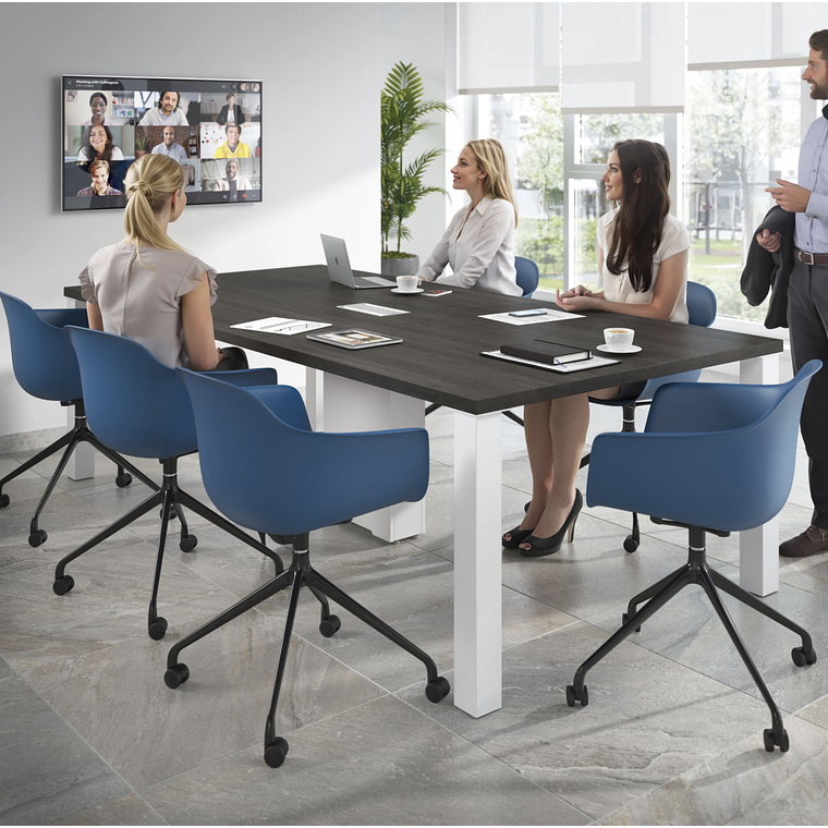 Silla Giratoria Alice, con ruedas - Negro - Azul 2