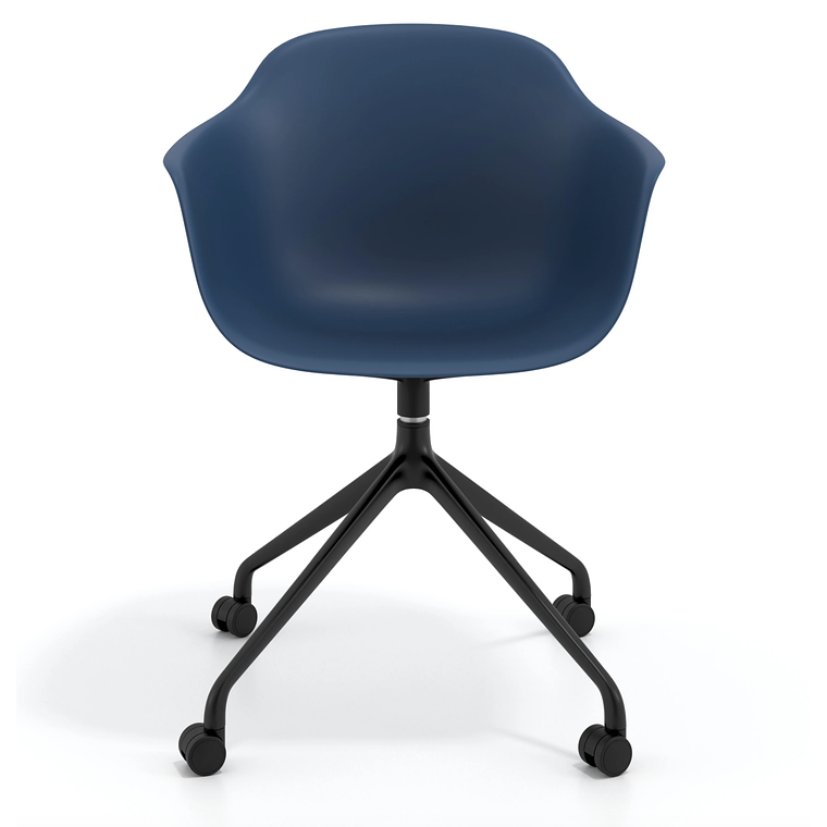 Silla Giratoria Alice, con ruedas - Negro - Azul 3