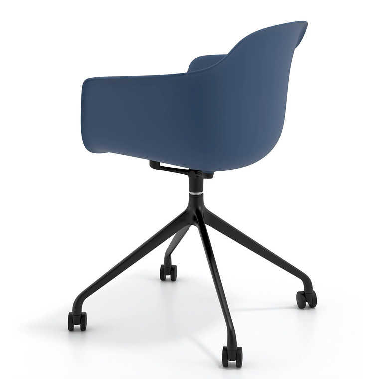 Silla Giratoria Alice, con ruedas - Negro - Azul 6