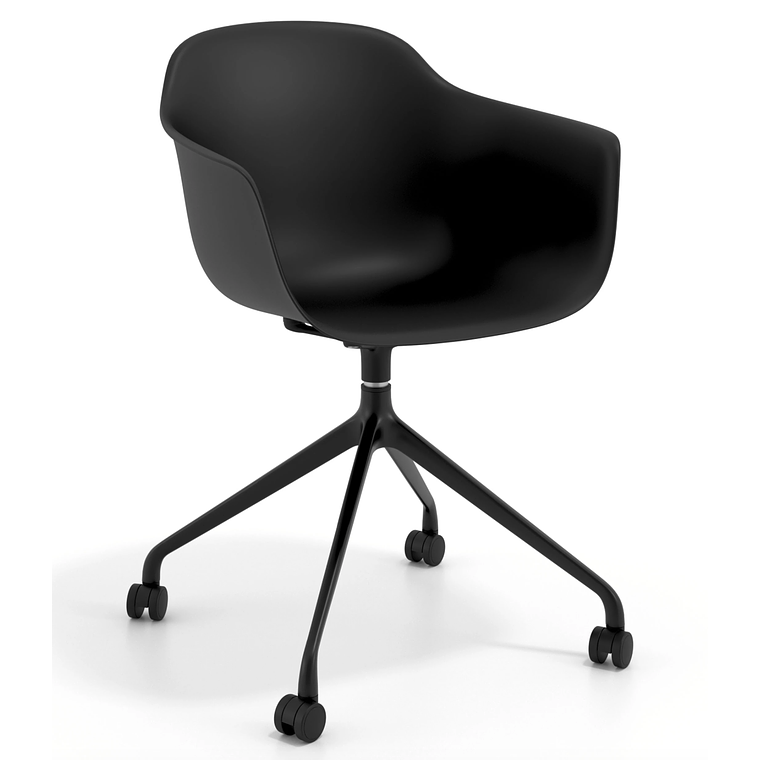 Silla Giratoria Alice, con ruedas - Negro - Negro 1