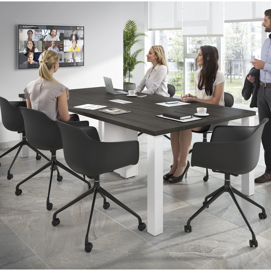 Silla Giratoria Alice, con ruedas - Negro - Negro 2