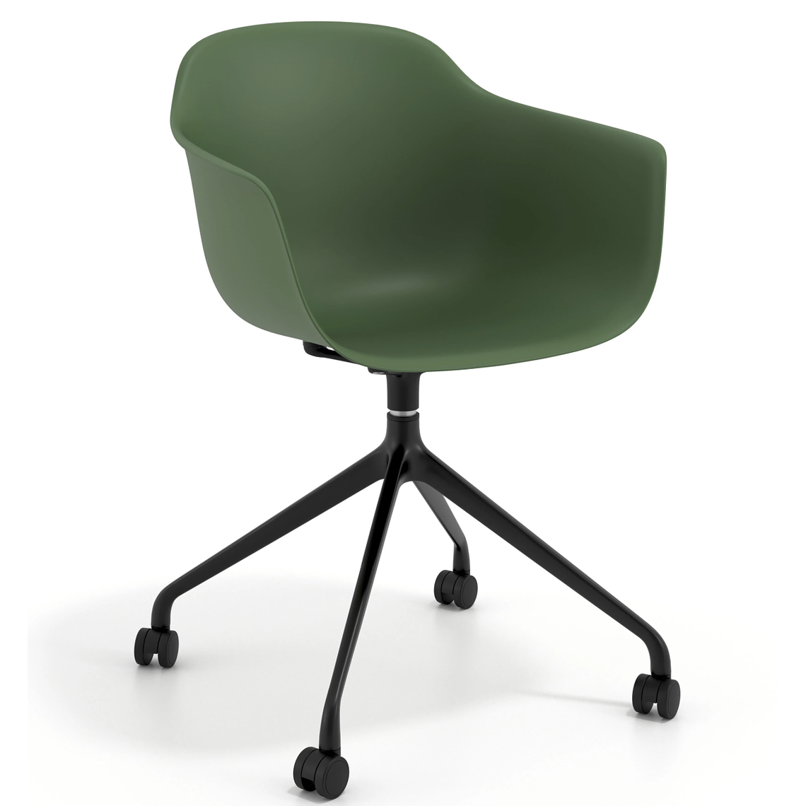 Silla Giratoria Alice, con ruedas - Negro - Verde 1