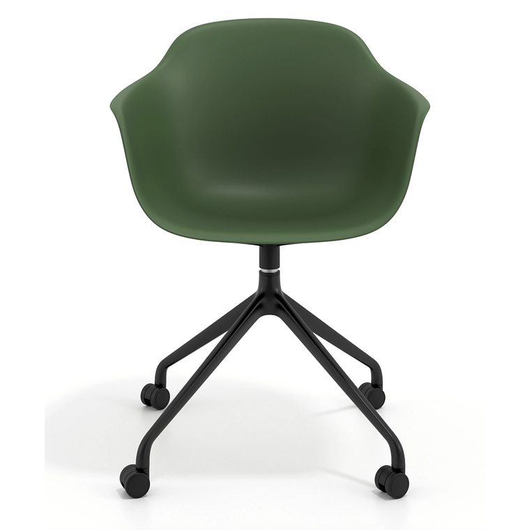 Silla Giratoria Alice, con ruedas - Negro - Verde 3