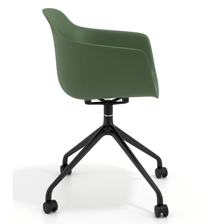 Silla Giratoria Alice, con ruedas - Negro - Verde 4