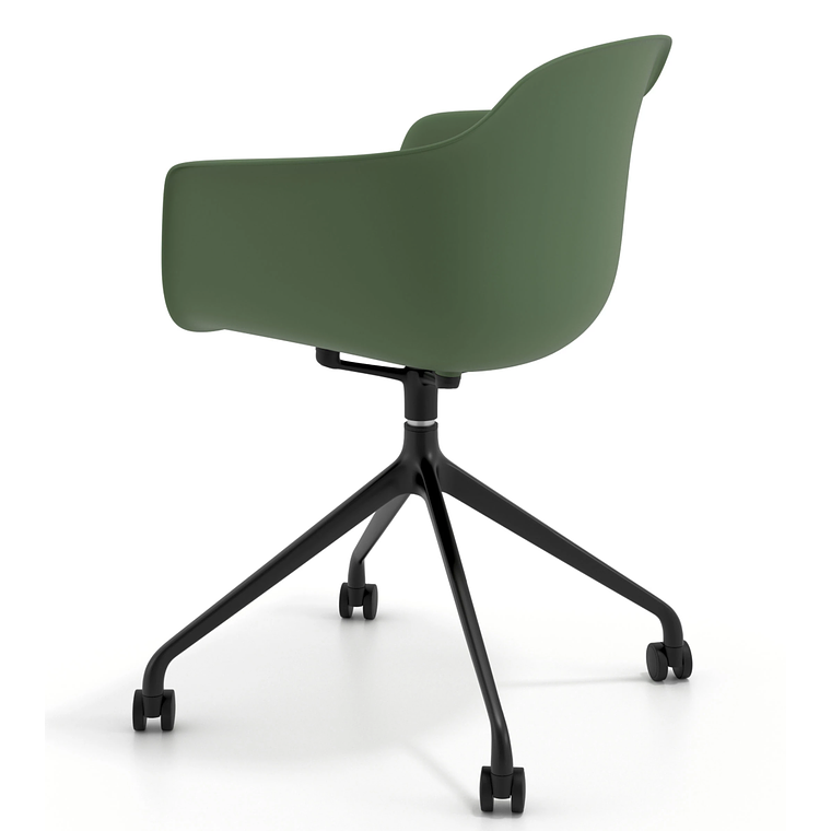 Silla Giratoria Alice, con ruedas - Negro - Verde 6
