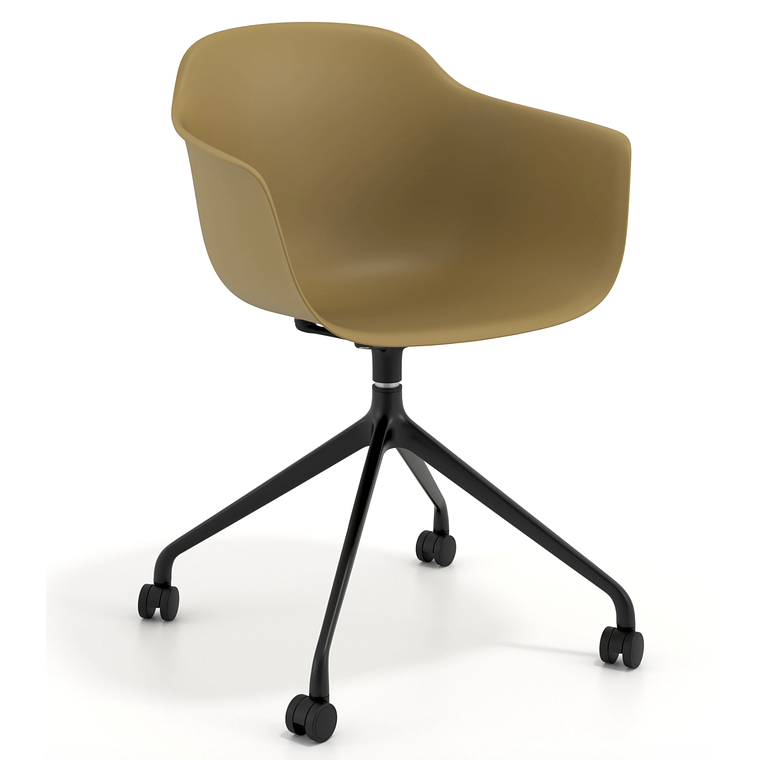 Silla Giratoria Alice, con ruedas - Negro - Amarillo 1