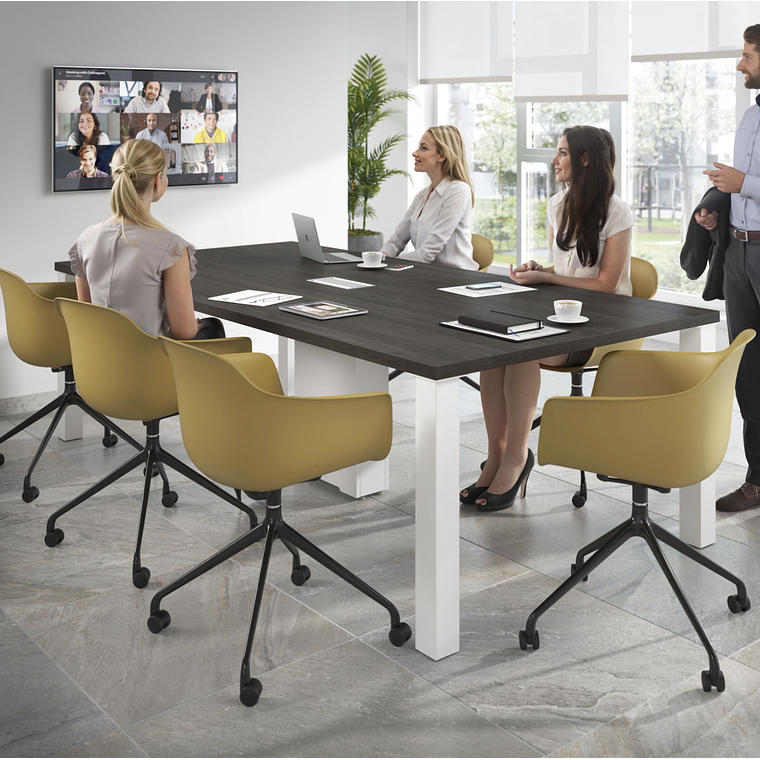 Silla Giratoria Alice, con ruedas - Negro - Amarillo 2