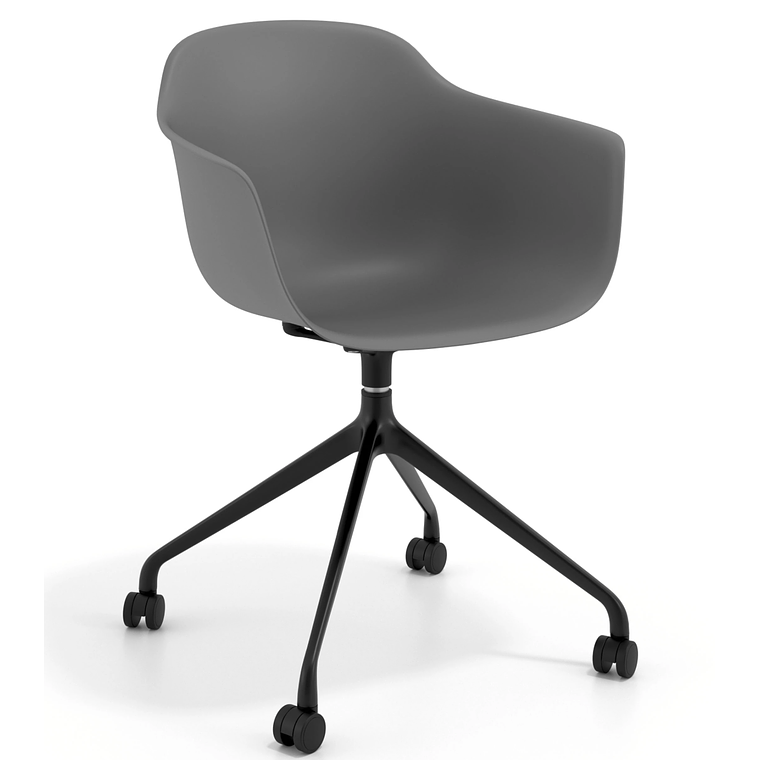 Silla Giratoria Alice, con ruedas - Negro - Antracita 1