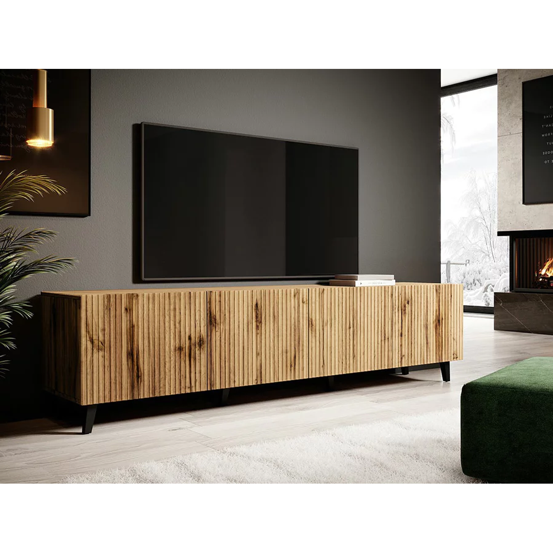 Mueble TV Charlotte 201 cm (Wotan roble) 1