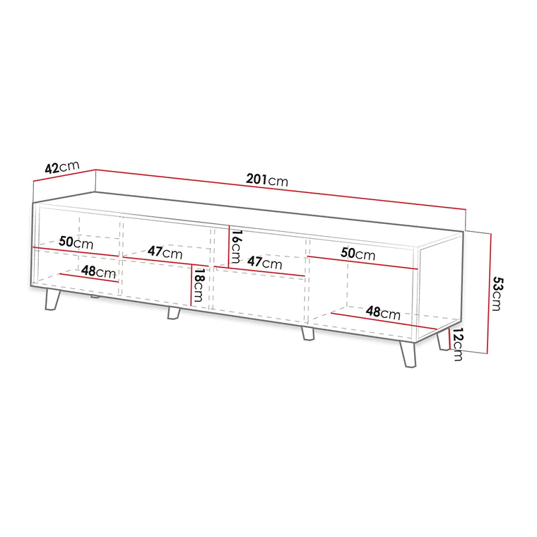 Mueble TV Charlotte 201 cm (Wotan roble) 5