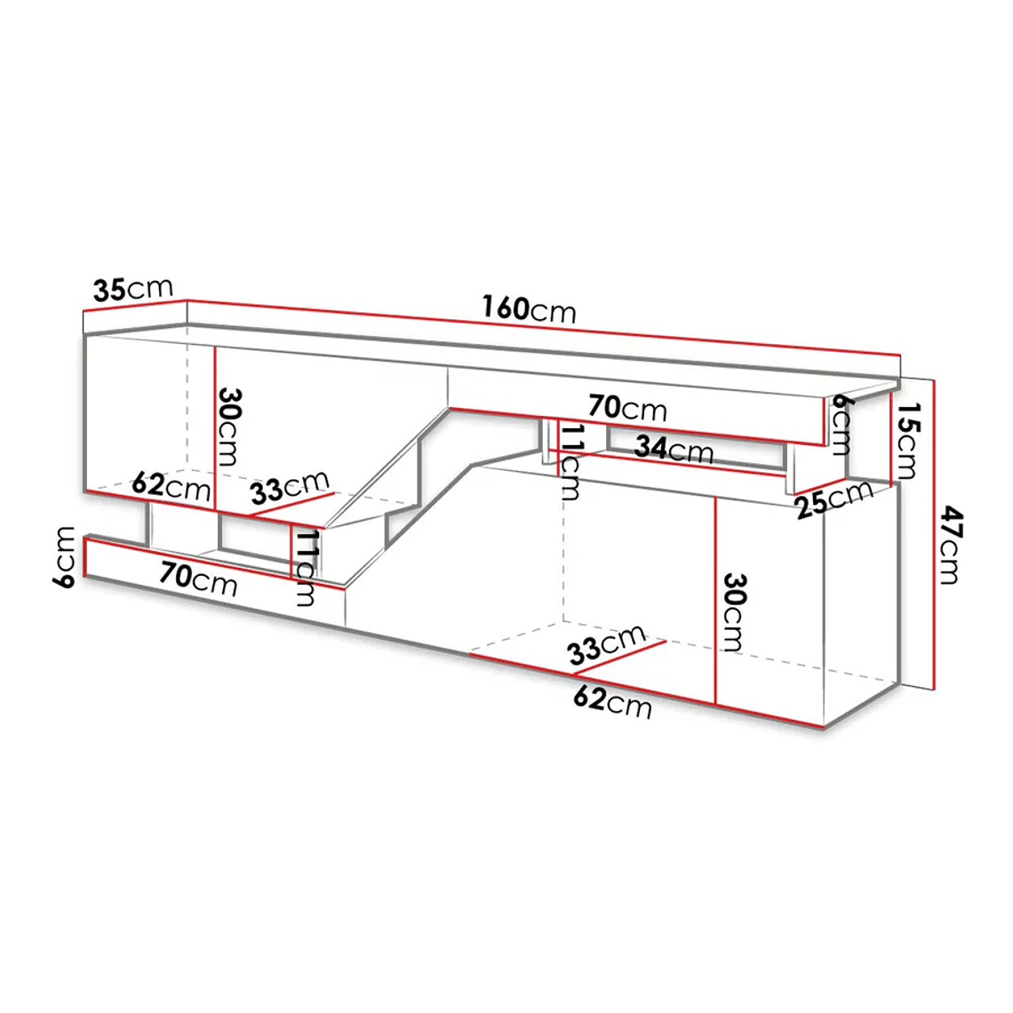 Mueble TV Utica 102 (Antracita + Wotan roble) 160 cm 4