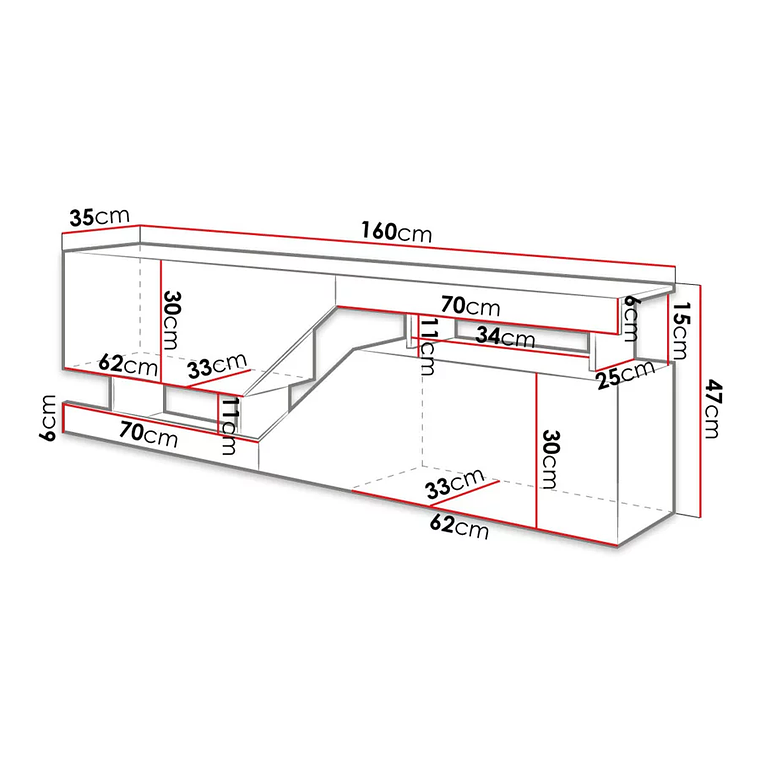 Mueble TV Utica 102 (Antracita + Wotan roble) 160 cm 4