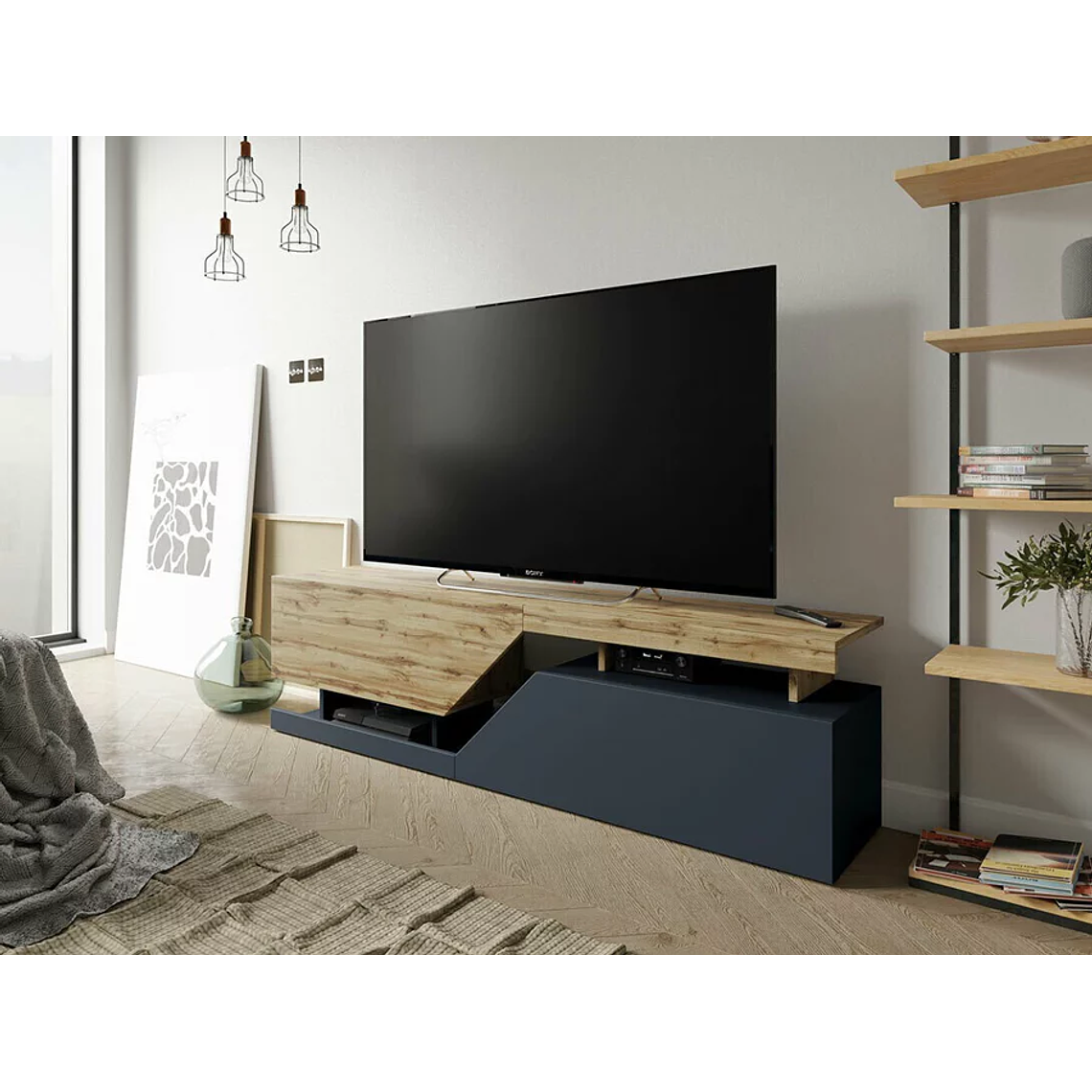 Mueble TV Utica 102 (Blanco + Wotan roble) 160 cm 1