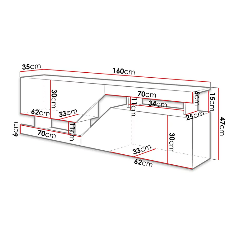 Mueble TV Utica 102 (Blanco + Wotan roble) 160 cm 4