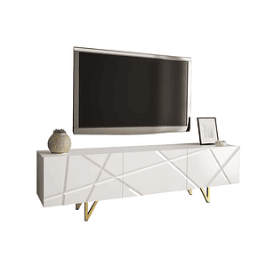 Mueble TV Merced M100 (Blanco + Blanco brillante) 180 cm
