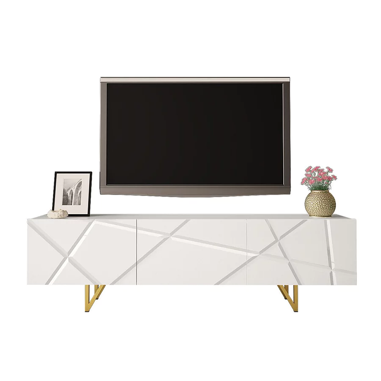 Mueble TV Merced M100 (Blanco + Blanco brillante) 180 cm 4
