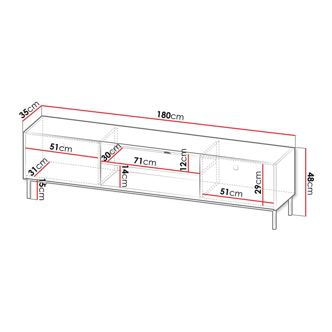 Mueble TV Comfivo AB104 (Negro) 180 cm 4