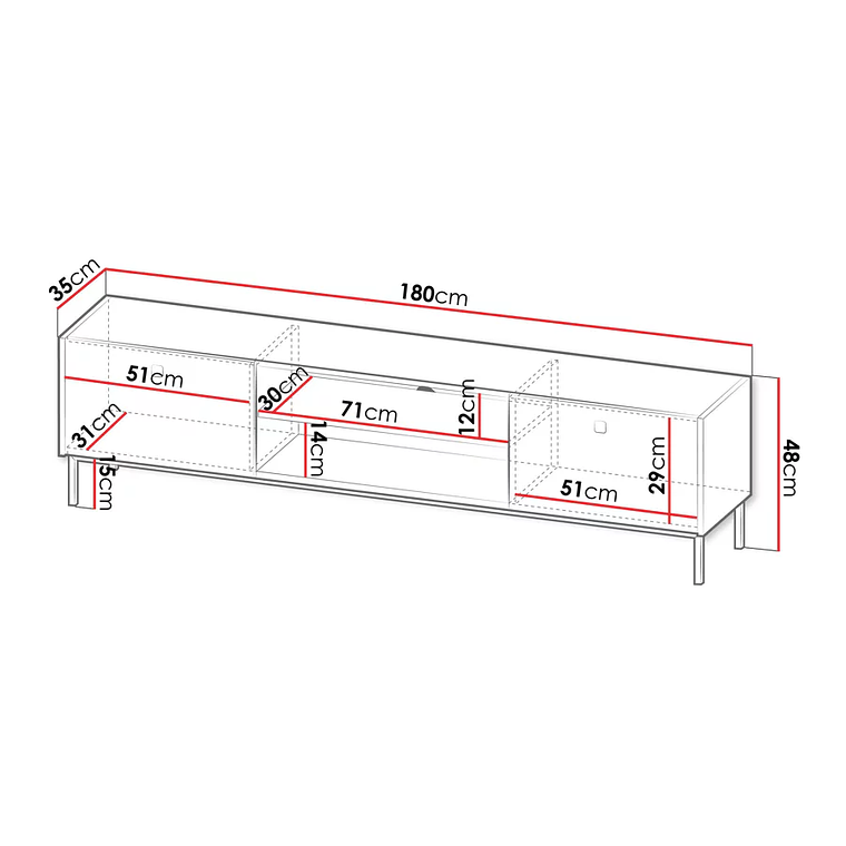 Mueble TV Comfivo AB104 (Negro) 180 cm 4