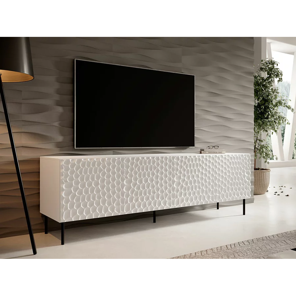 Mueble TV Charlotte 171 (Blanco + Negro) 190 cm 1