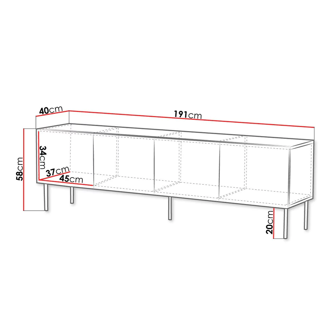 Mueble TV Charlotte L101 191 cm 5