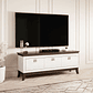 Mueble TV Austin BA102 (Blanco brillante + Roble oscuro) 160 cm - Miniatura 1