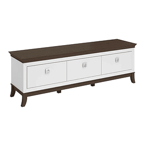 Mueble TV Austin BA102 (Blanco brillante + Roble oscuro) 160 cm