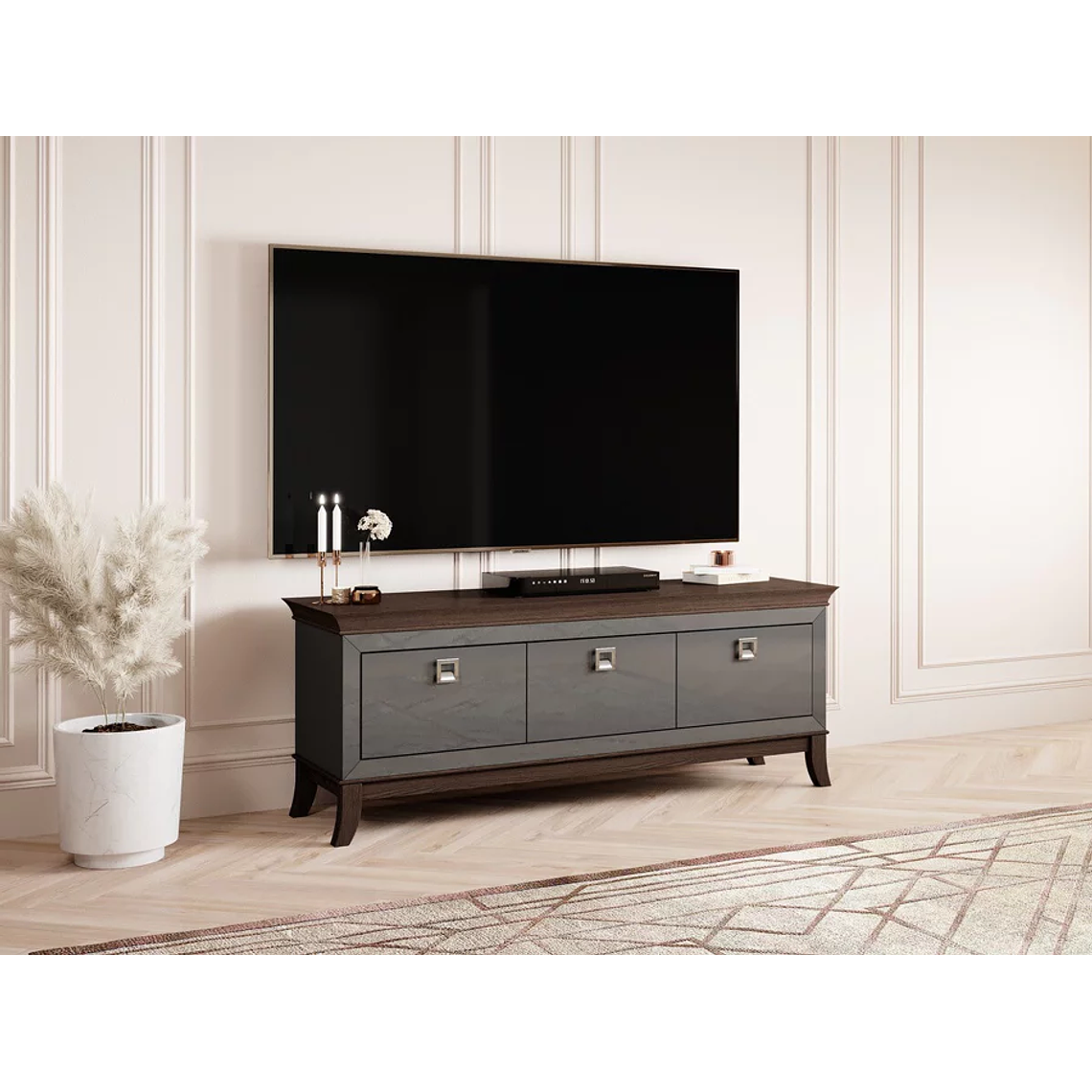 Mueble TV Austin BA102 (Gloss antracita + Roble oscuro) 160 cm 1