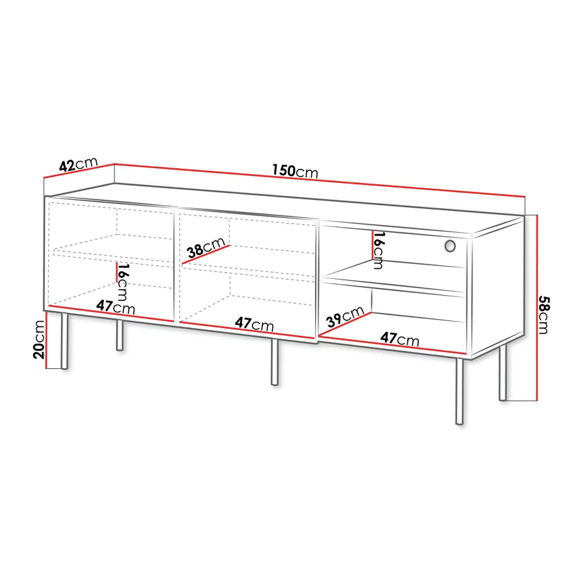 Mueble TV Charlotte V102 150 cm 5