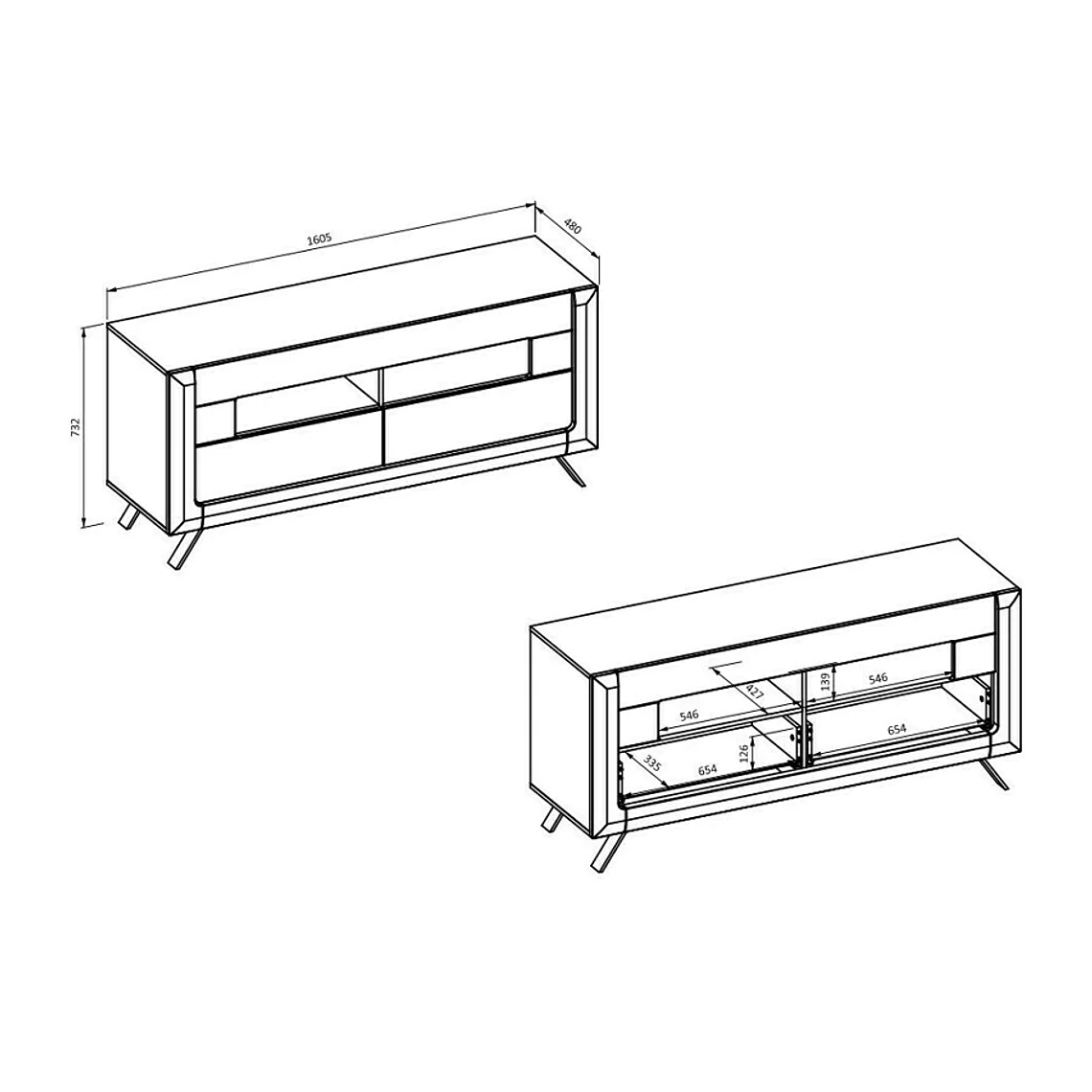 Mueble TV Austin BB105 (Nuez + Negro brillante) 160 cm 4