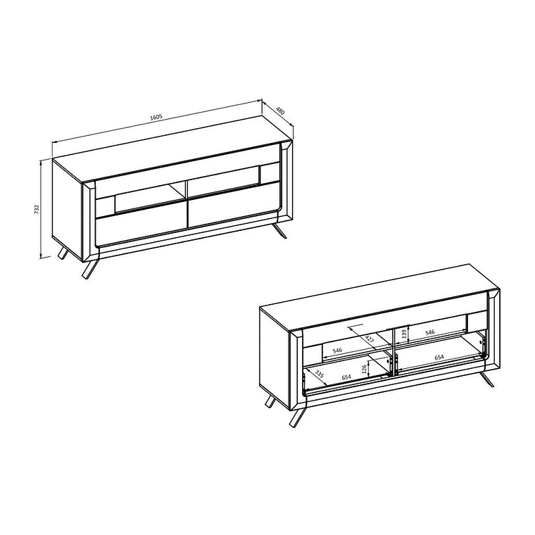 Mueble TV Austin BB105 (Nuez + Negro brillante) 160 cm 4