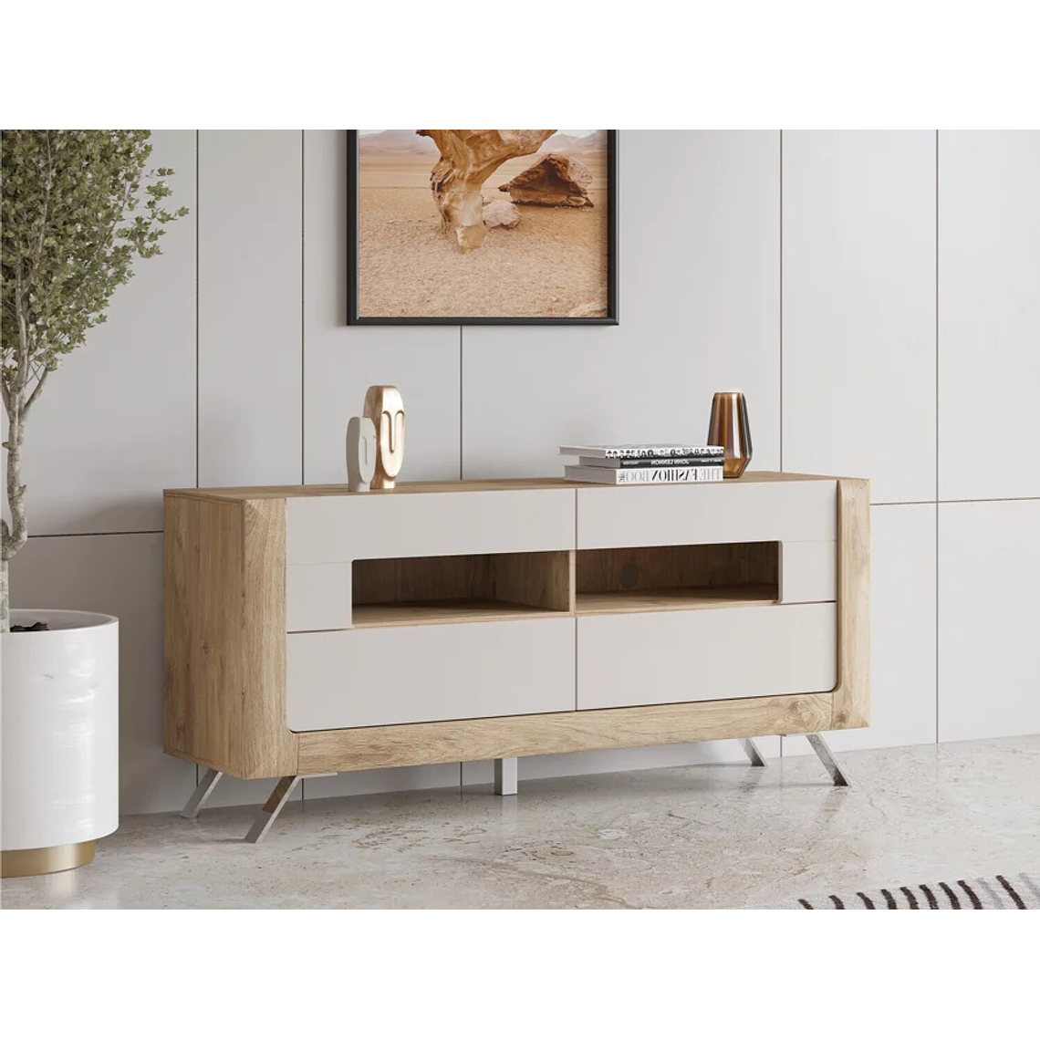 Mueble TV Austin BB105 (Roble dorado + Gris claro) 160 cm 1