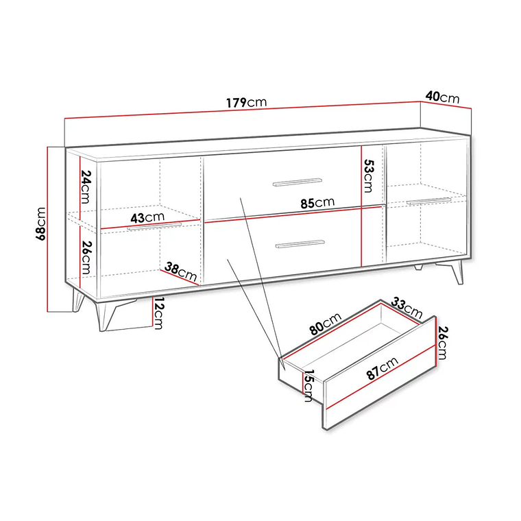 Mueble TV Parma D105 (Riviera roble) 179 cm 3