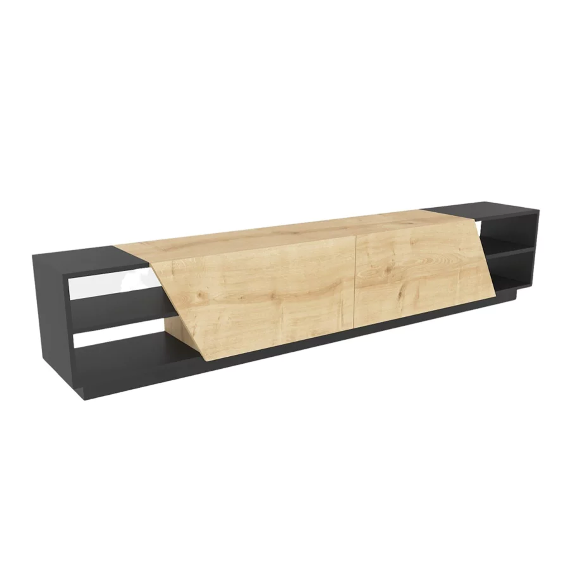 Mueble TV Kailua 260 (Roble + Antracita) 240 cm 2