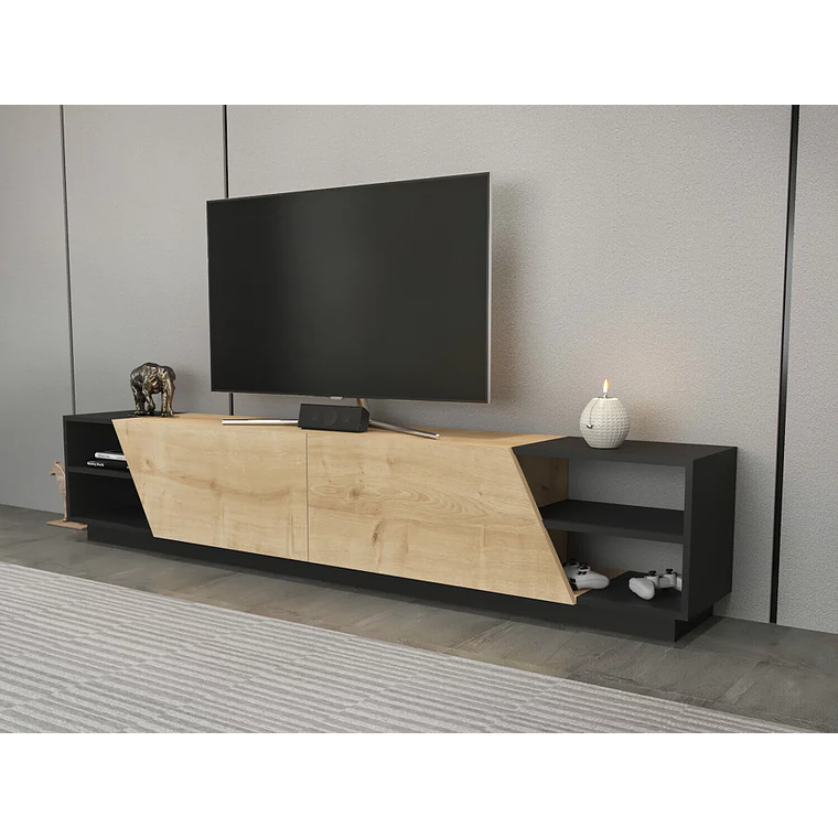 Mueble TV Kailua 260 (Roble + Antracita) 240 cm 4