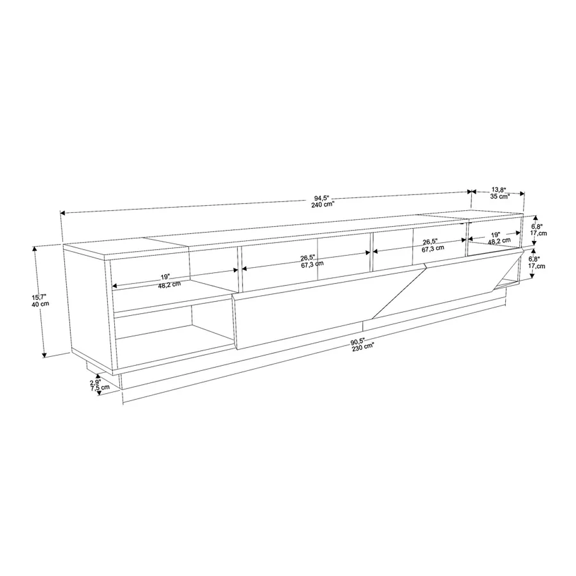 Mueble TV Kailua 260 (Roble) 240 cm 6