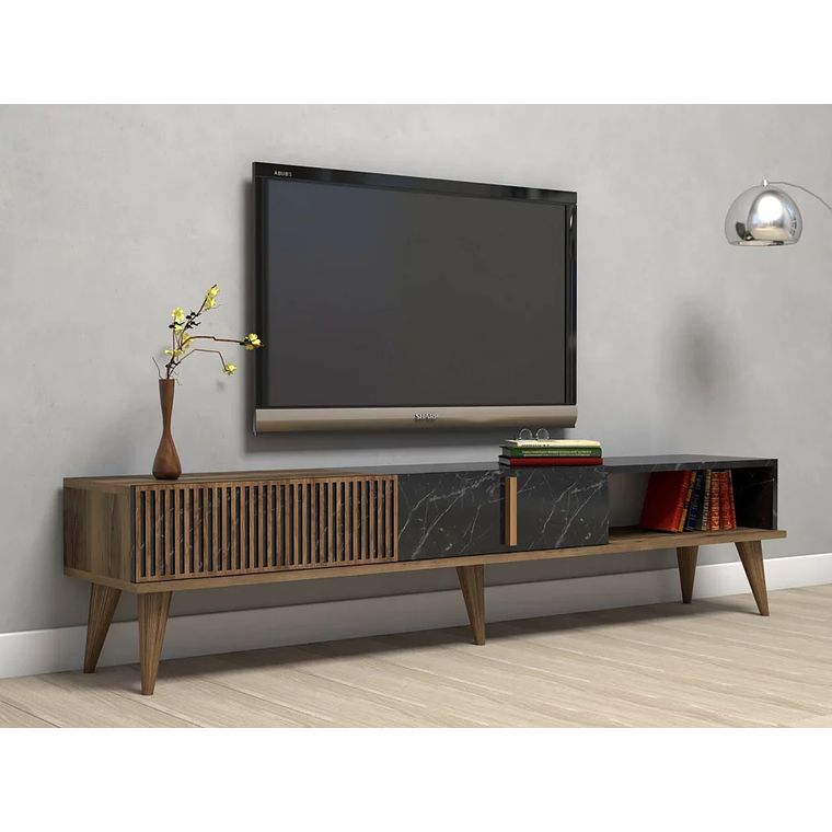 Mueble TV Kailua B102 (Nuez + Mármol negro) 180 cm 1