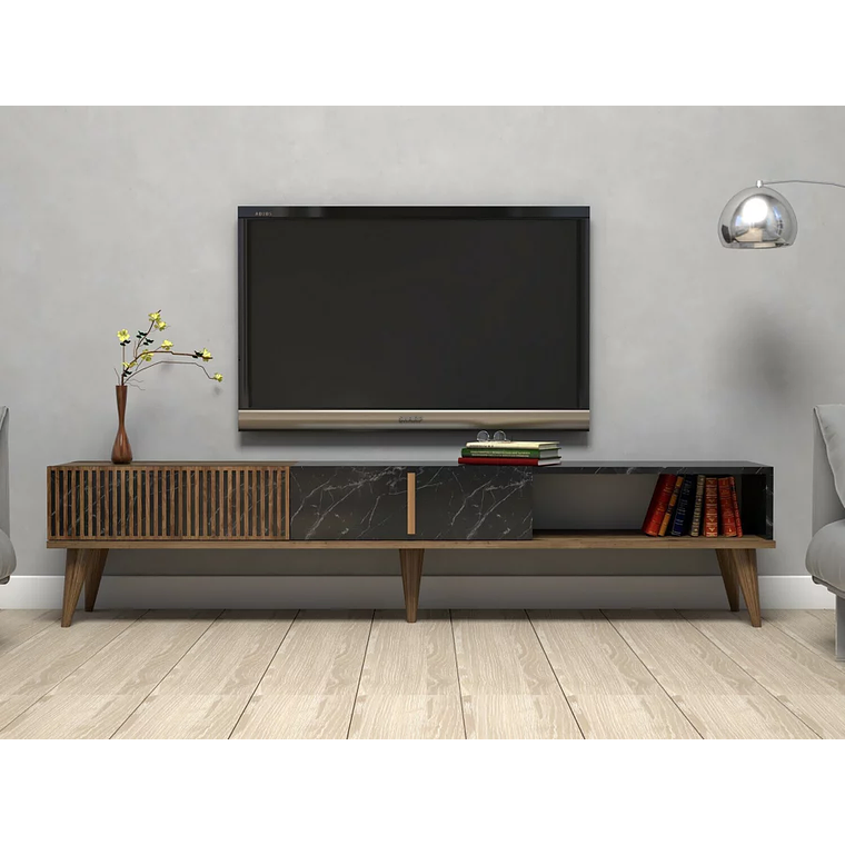 Mueble TV Kailua B102 (Nuez + Mármol negro) 180 cm 4