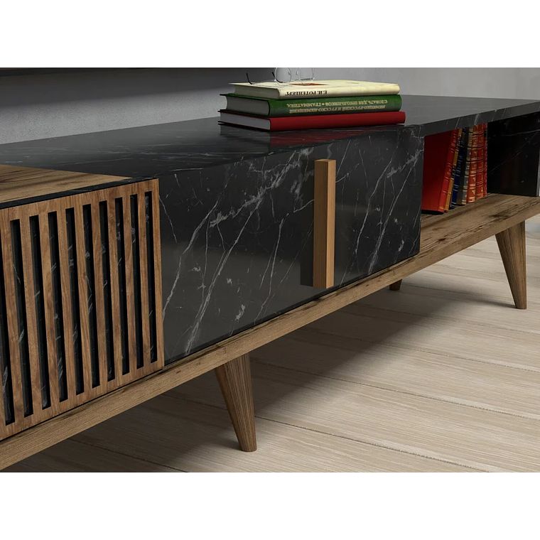 Mueble TV Kailua B102 (Nuez + Mármol negro) 180 cm 5