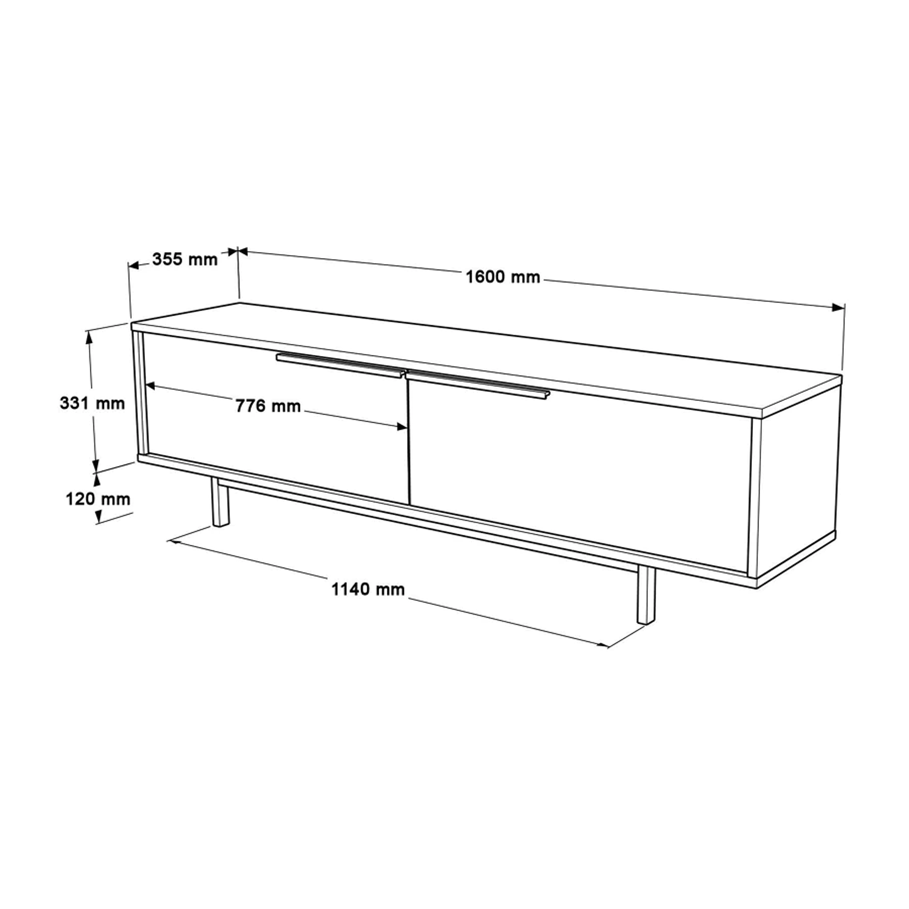 Mueble TV Kailua AE100 (Blanco) 160 cm