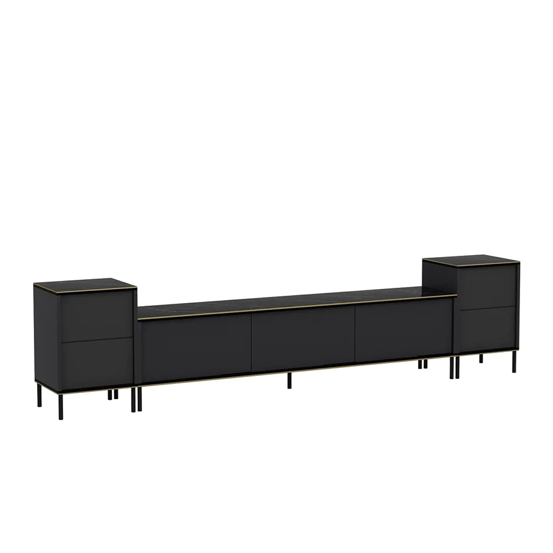 Mueble TV Kailua 1707 (Antracita + Mármol negro) 260 cm 3