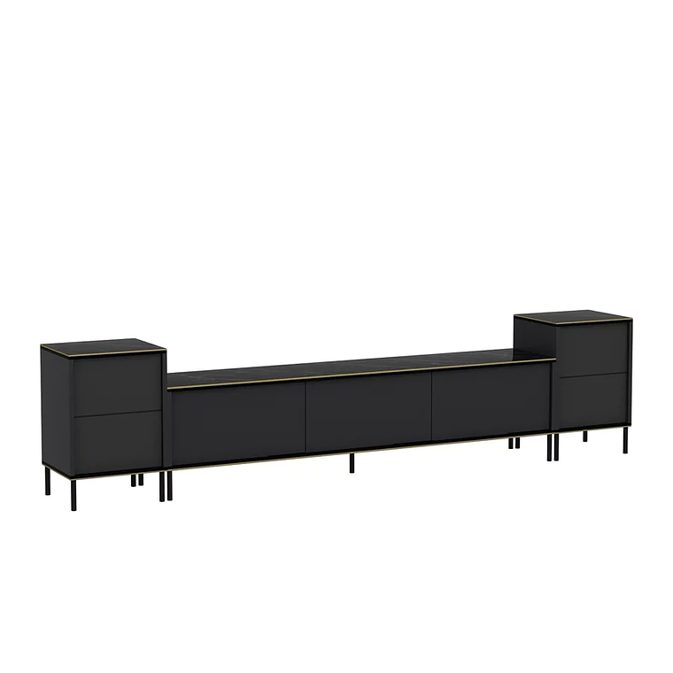 Mueble TV Kailua 1707 (Antracita + Mármol negro) 260 cm 3
