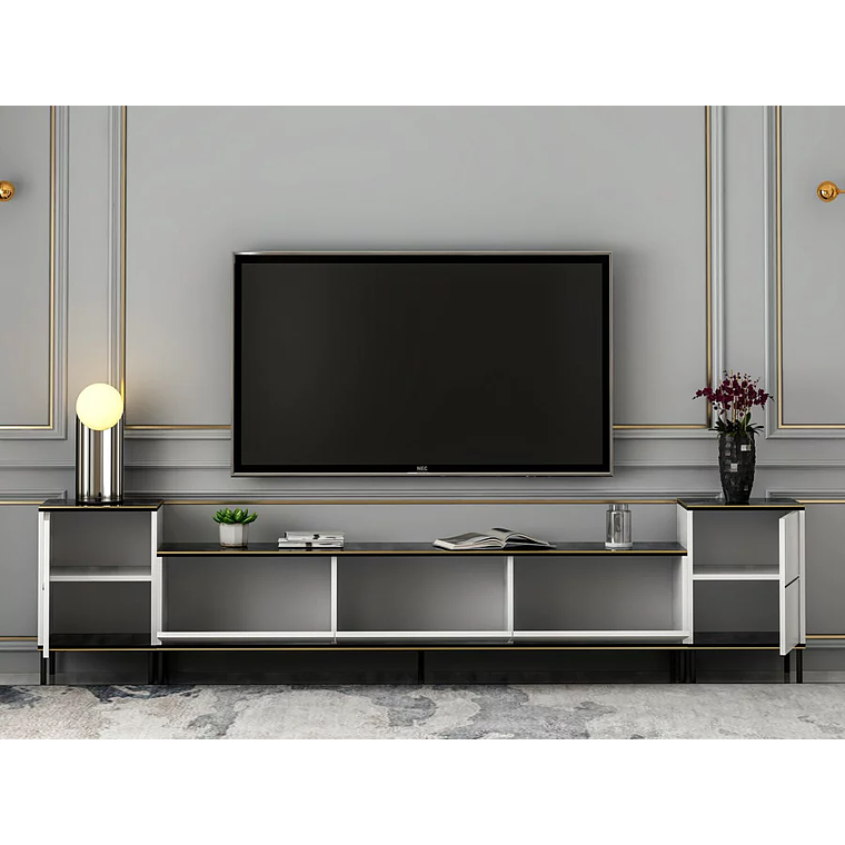 Mueble TV Kailua 1707 (Blanco + Mármol negro) 260 cm 2