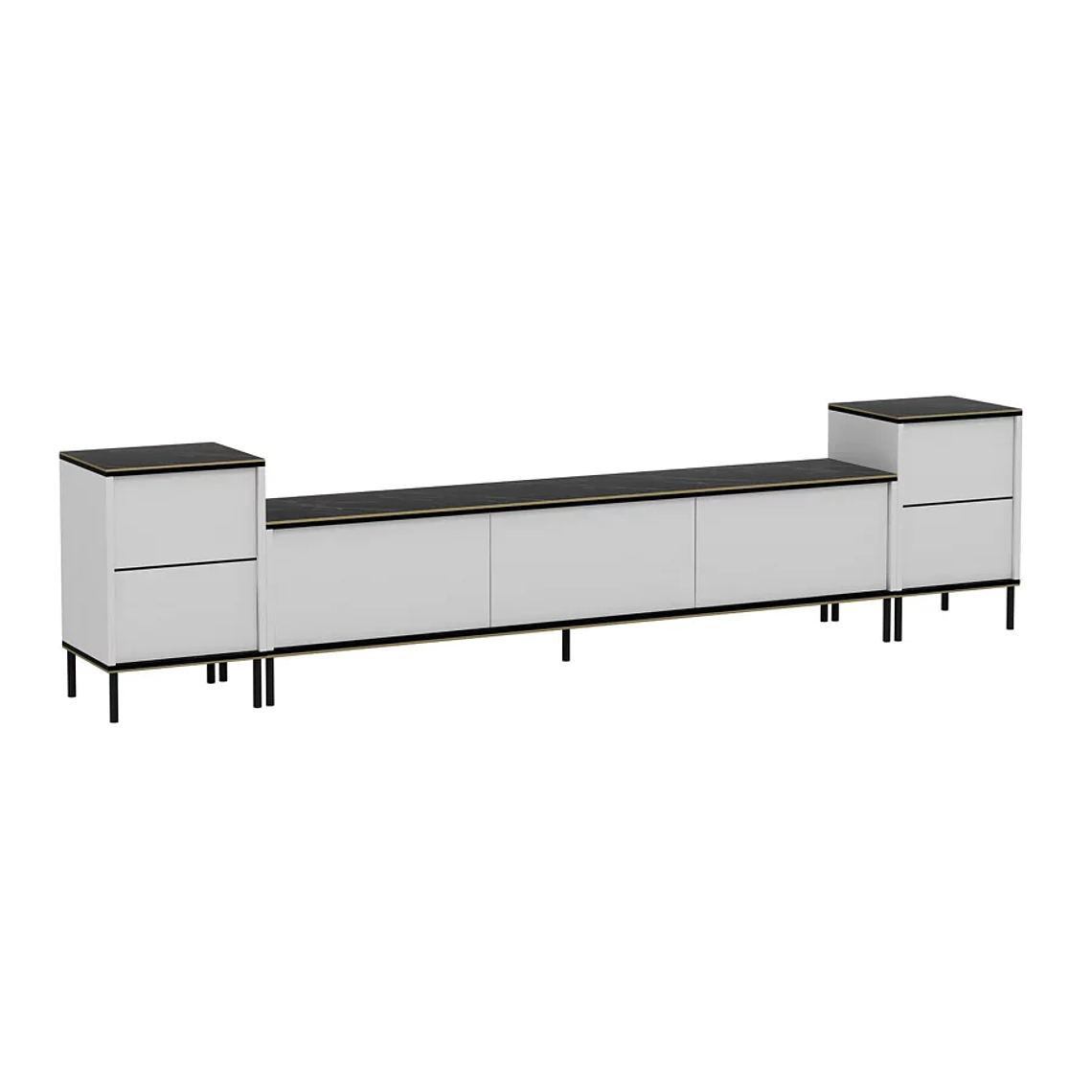 Mueble TV Kailua 1707 (Blanco + Mármol negro) 260 cm 3