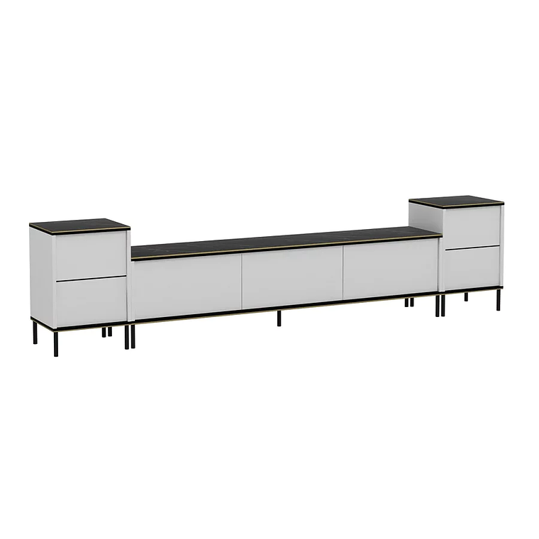 Mueble TV Kailua 1707 (Blanco + Mármol negro) 260 cm 3