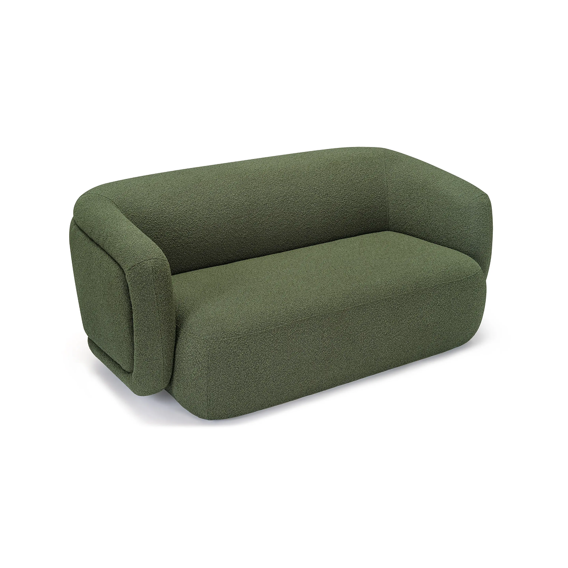 Sofá 2 plazas VOLTA Madera Negra / Bouclé Verde Caqui 170 cm 2