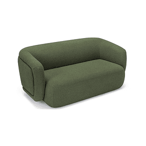 Sofá 2 plazas VOLTA Madera Negra / Bouclé Verde Caqui 170 cm