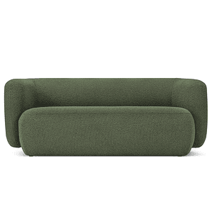 Sofá 2 plazas VOLTA Madera Negra / Bouclé Verde Caqui 170 cm
